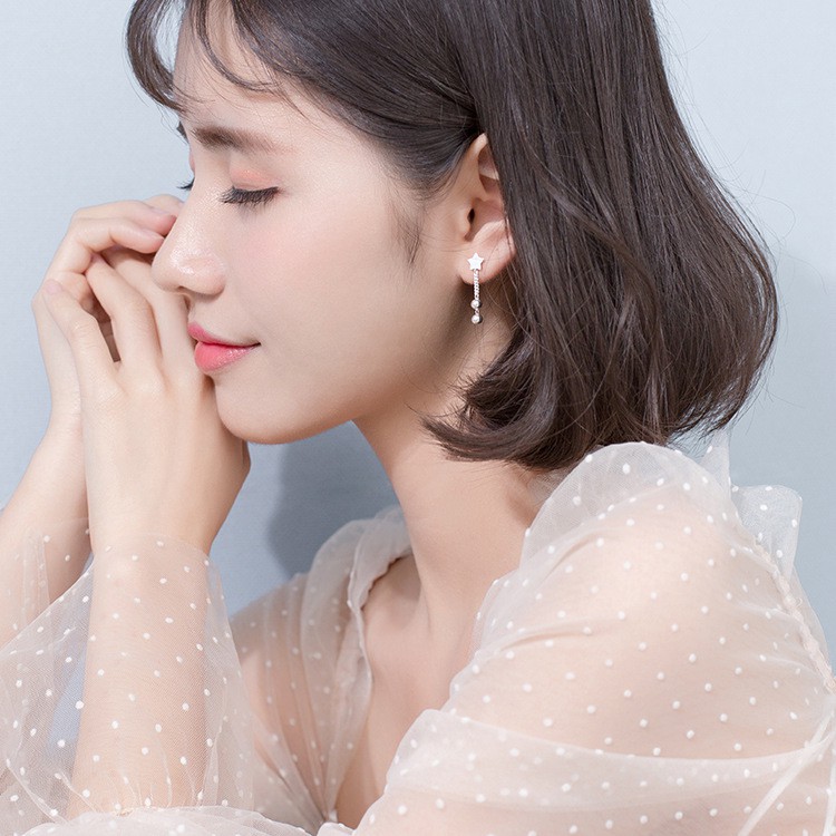 Bông tai bạc 925 Hình ngôi sao dáng dài phong cách Hàn Quốc ANTA Jewelry - ATJ3465