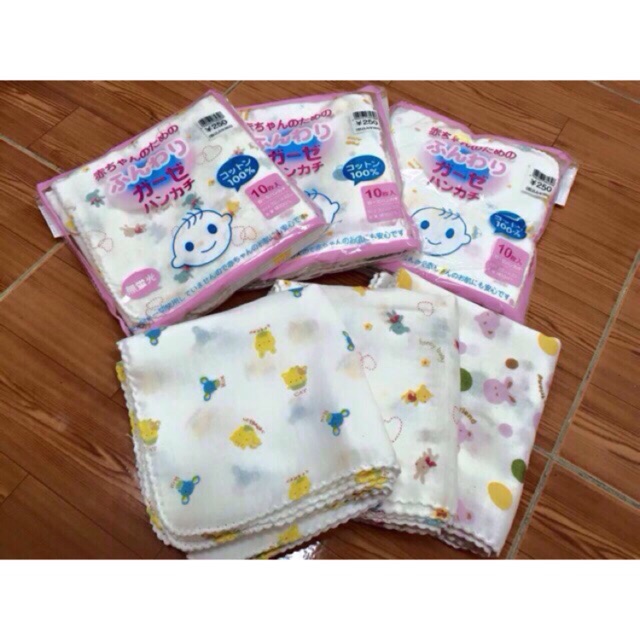 Khăn sữa xô Nhật in hoa 100% cotton (10 cái)