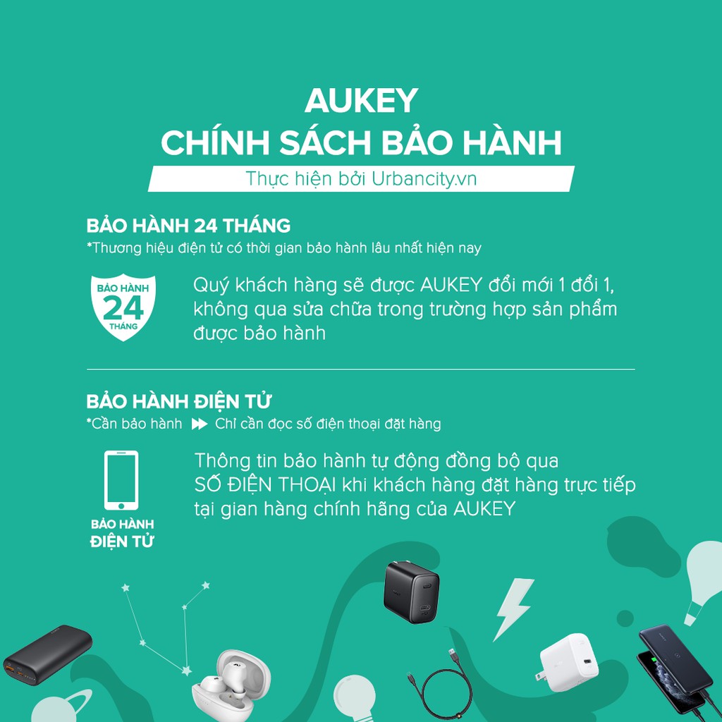 Pin Dự Phòng 20000mAh AUKEY PB-Y23, QC 3.0, PD 18W, Cổng Lightning In 18W