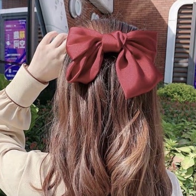 [Hàng thiết kế] Cột tóc kẹp tóc tiểu thư nơ to vải satin lụa handmade xinh xắn nhiều màu cho bạn nữ