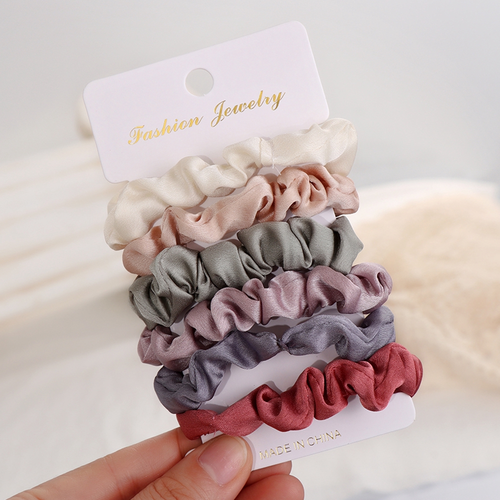 Bộ 4/6 Dây Buộc Tóc Vải Nhung Phong Cách Vintage