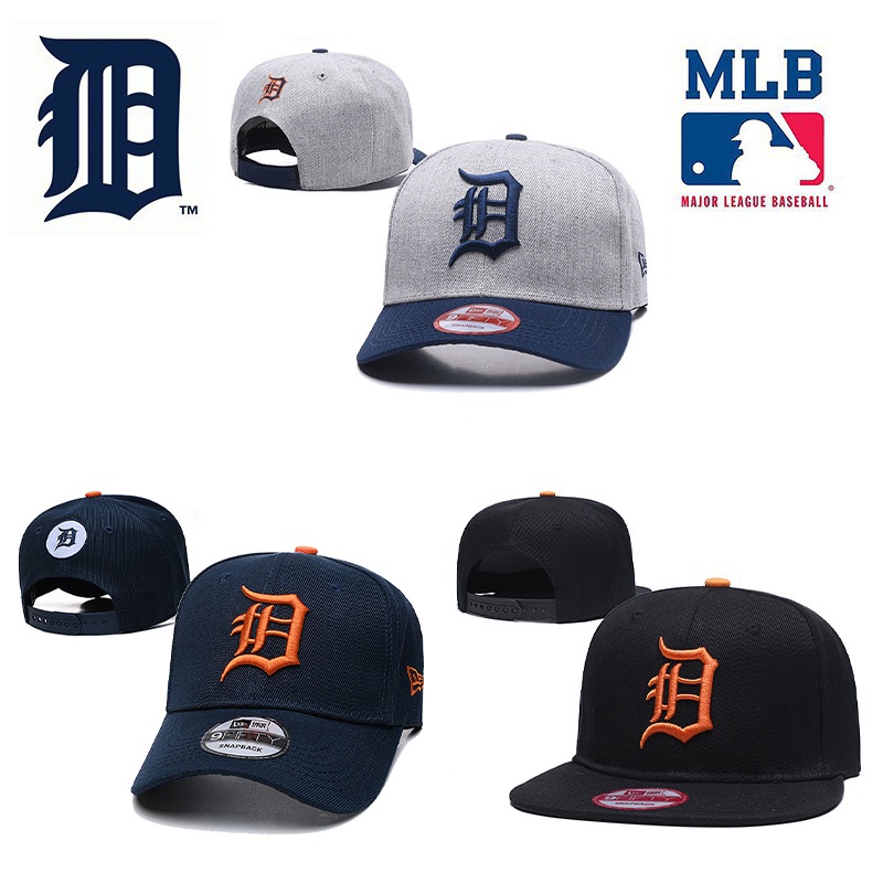 Mlb Mũ Lưỡi Trai Màu Trơn Thêu Hình Hổ Detroit Tigers Cá Tính Cho Nam