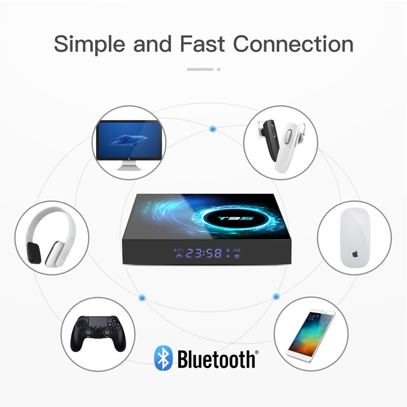 Combo 5 tv box Android 10 RAM 4G 32G ROM bluetooth 5.0 băng tần wifi kép mạnh mẽ bảo hành 12 tháng COMBO5 T95 tv box