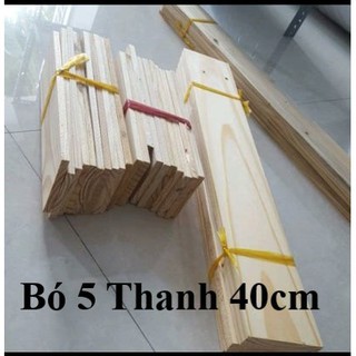 Bó 5 thanh gỗ thông pallet dài 40cm, rộng 9.5cm, dày 1,4cm bào láng 4 mặt