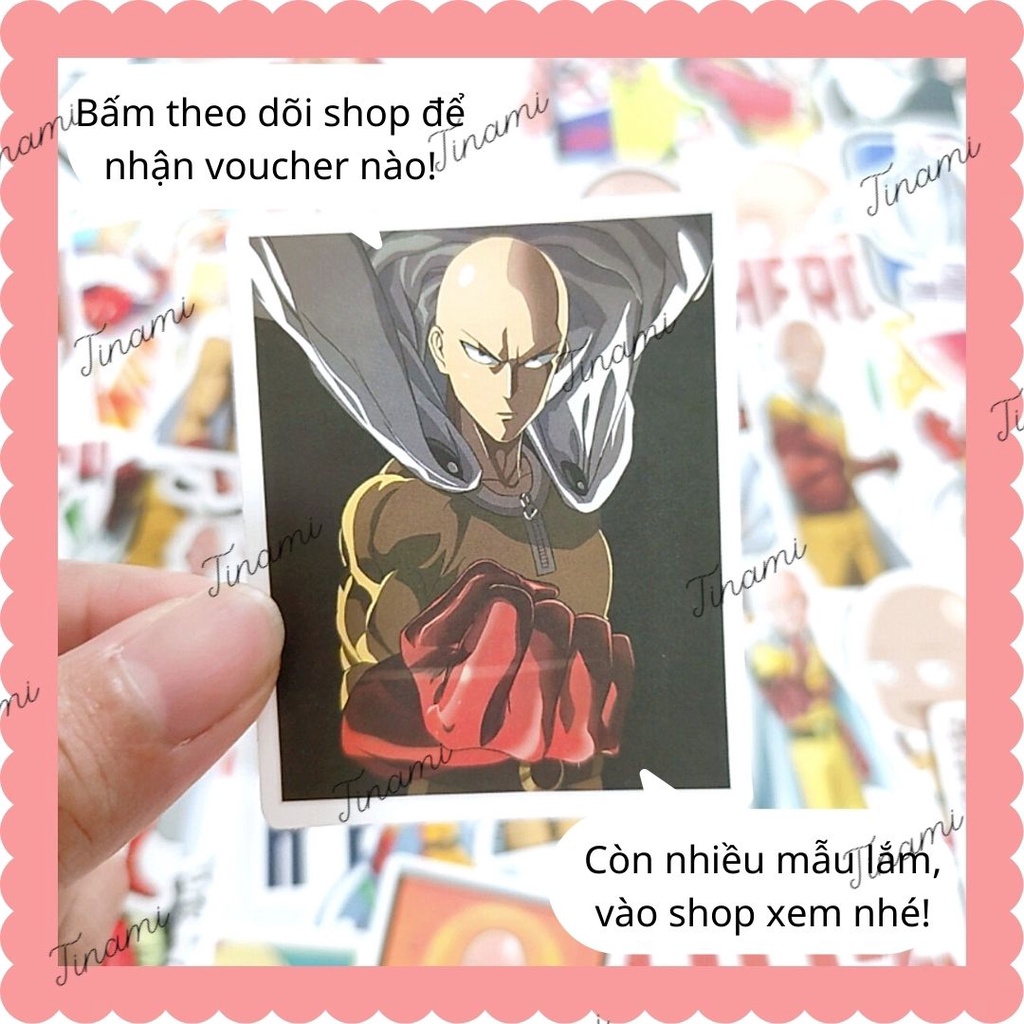 Bộ 50 Sticker Saitama Anime One Punch Man Cú đấm hủy diệt trang trí decor Tinami