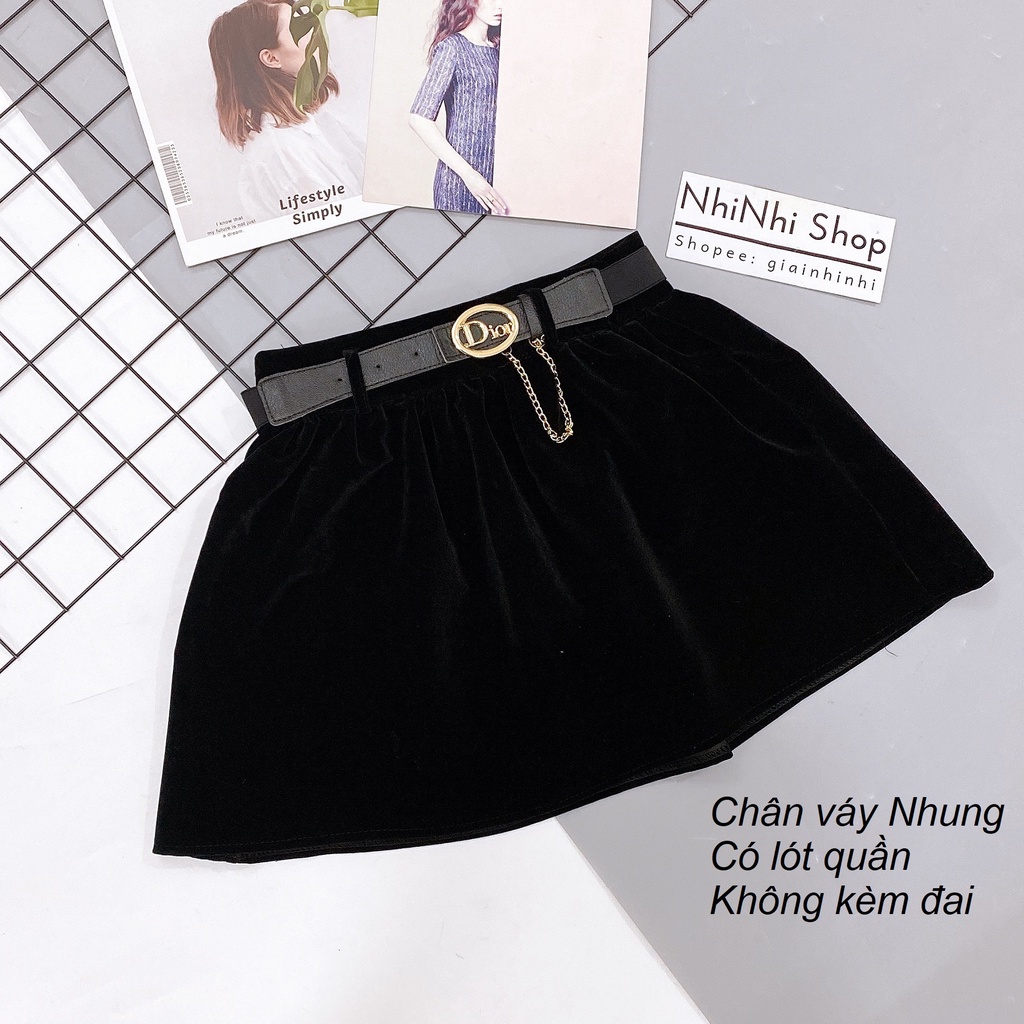 Chân váy nhung dáng A kèm tag D có lót quần cap cao CV095 - NhiNhi Shop | BigBuy360 - bigbuy360.vn