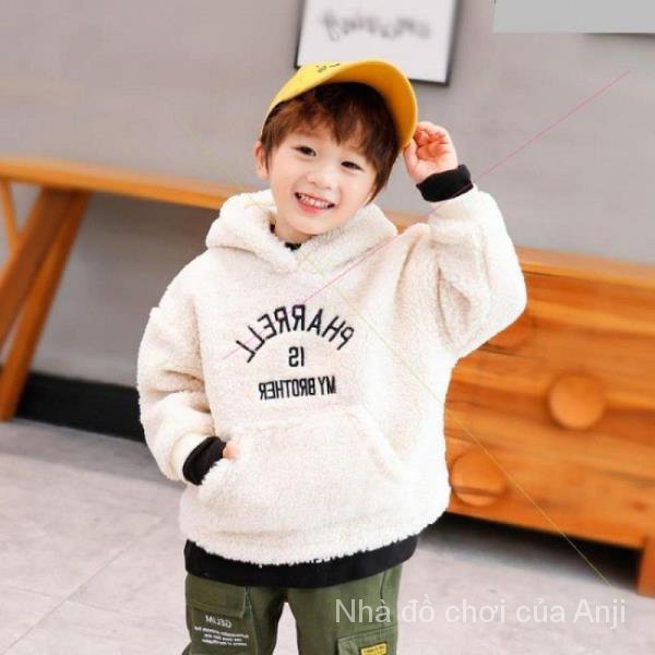 Children Velvet Sweaters Hats Children Baby Boys Velvet Children Hooded Thick Fake Fleece Children