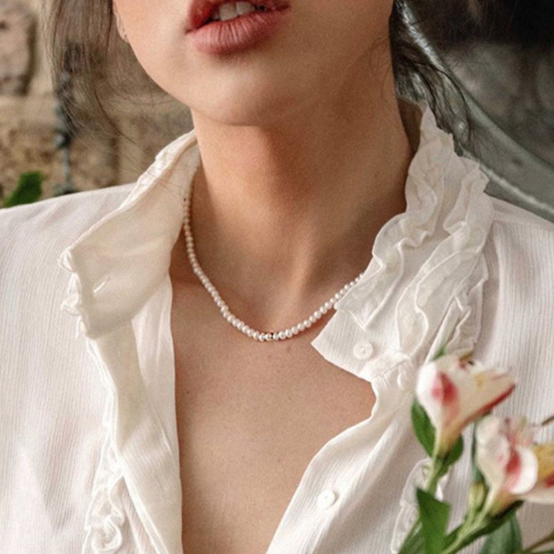 Vòng Cổ Choker Ngắn Đính Hạt Ngọc Trai Thanh Lịch Cổ Điển Cho Nữ