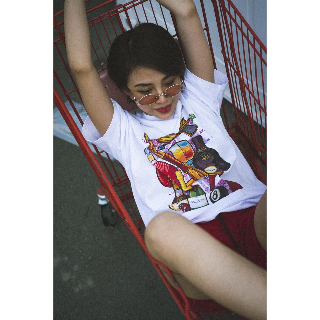 "PARTY HARD" TEE IN WHITE - [SMAKER]