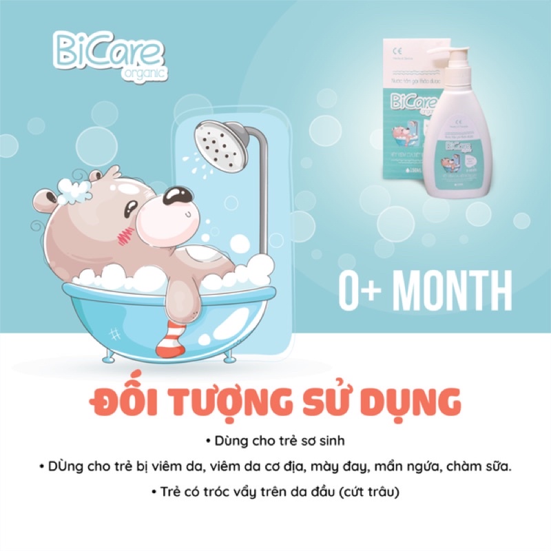 Nước Tắm Gội thảo dược Thảo Dược BICARE ORGANIC cho trẻ sơ sinh và trẻ nhỏ