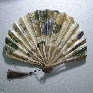 Quạt vải nan tre cầm tay phong cách nhật