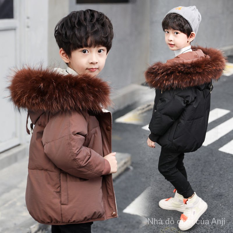 Cotton Fluffy Kids Clothes Winter Boys Cotton Clothes Plus Bread Baby Girl Real Hair Coat