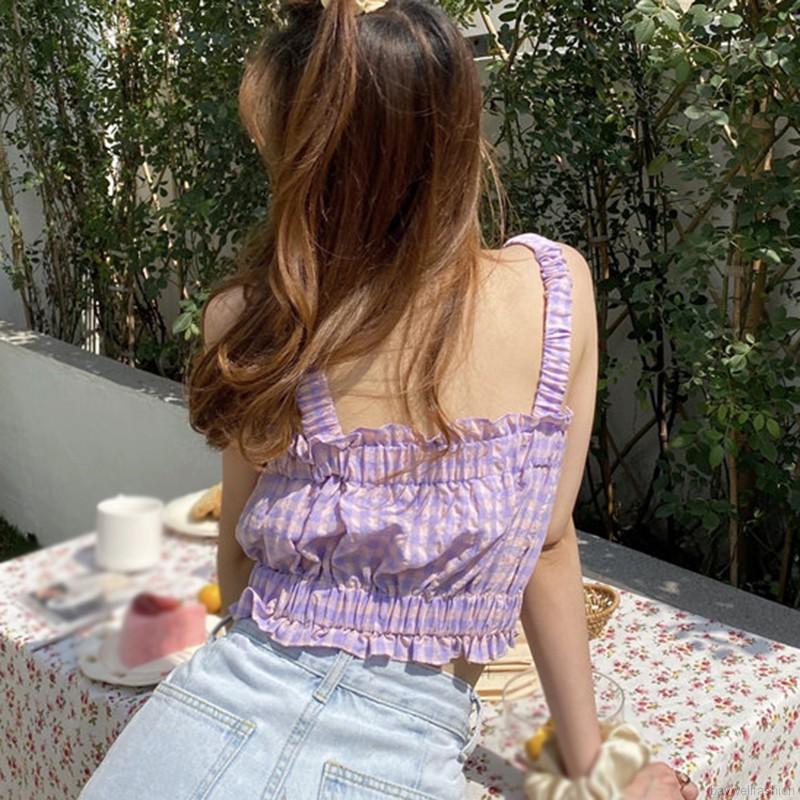 [Mã FAMAYWA giảm 10K đơn 50K] [Baywellfashion]Áo Croptop Hai Dây Họa Tiết Sọc Ca Rô Gợi Cảm Dành Cho Nữ | BigBuy360 - bigbuy360.vn