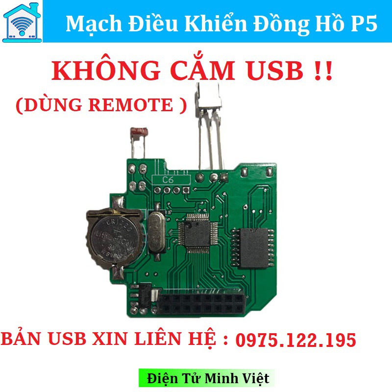 Combo Mạch Đồng Hồ + Led  Ma Trận P5 - KHÔNG CẮM USB - TẶNG KHIỂN