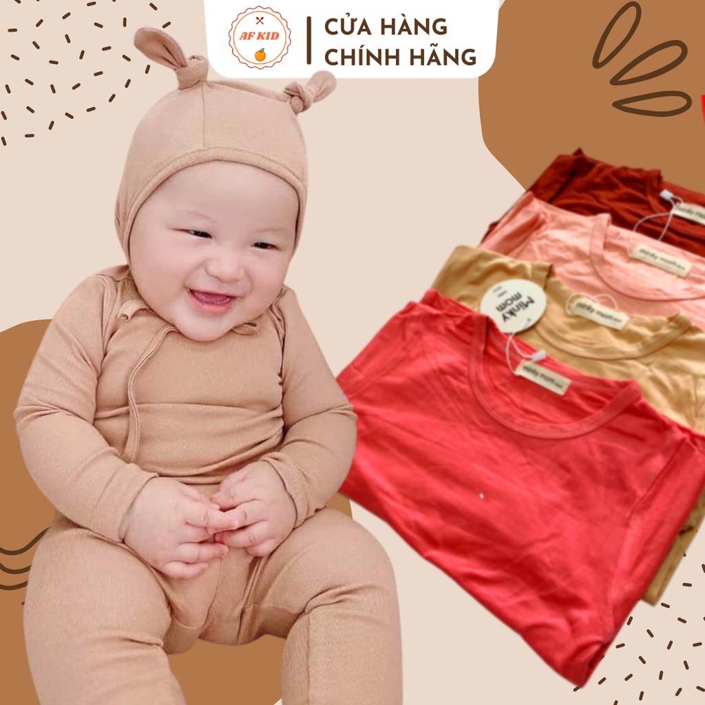 Bộ quần áo trẻ em 3-15kg thu đông dài tay AF KID cho bé kèm mũ tai thỏ siêu ấm cho bé trai bé gái, co giãn và mềm mịn