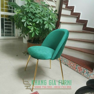 Ghế cafe-Ghế ăn ghế makeup-Ghế phòng khách bọc nhung nỉ- Chân mạ vàng cao cấp