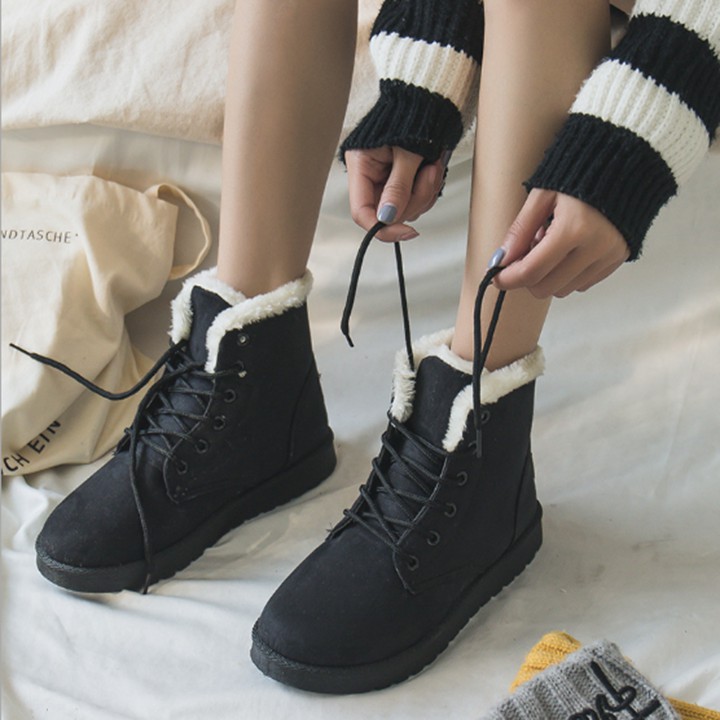 Boots Nữ Lót Lông Mùa Đông Siêu Ấm - Giày Boots Nữ Phong Cách Hàn Quốc | BigBuy360 - bigbuy360.vn