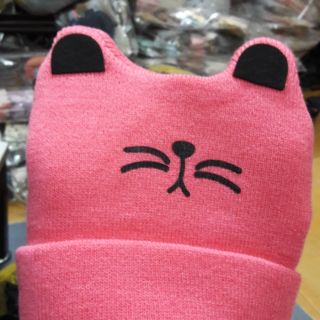 7Mũ len mèo màu hồng cho bé