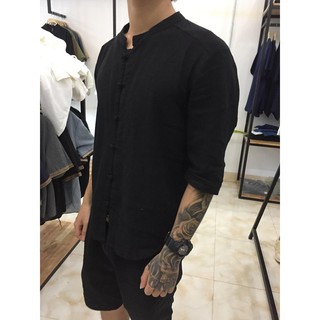ÁO ĐŨI NAM - TAY LỠ CÚC TẾT ( ĐEN-RÊU-TRẮNG )