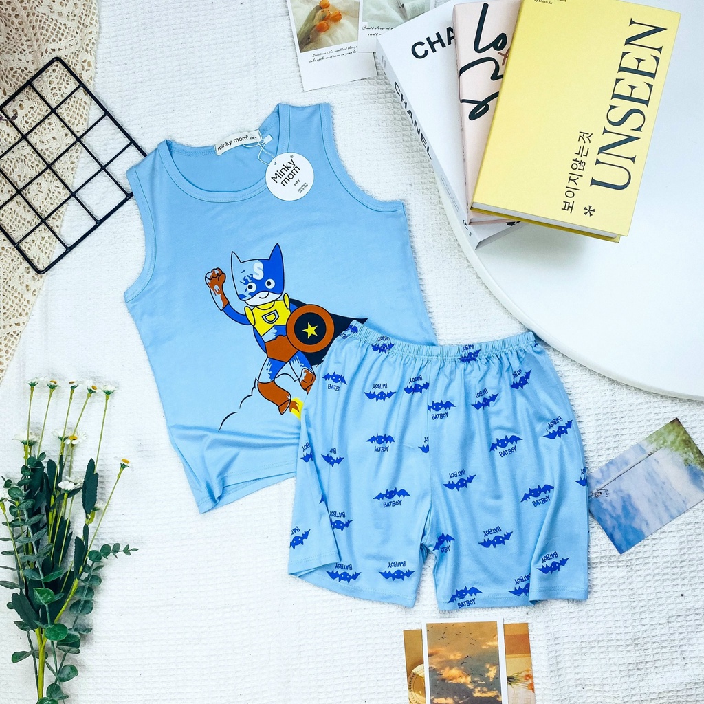 [Bé 19-32kg] Bộ ba lỗ in hình SIZE ĐẠI từ 19-32kg  Minky Mom mềm mịn mát cho bé trai bé gái