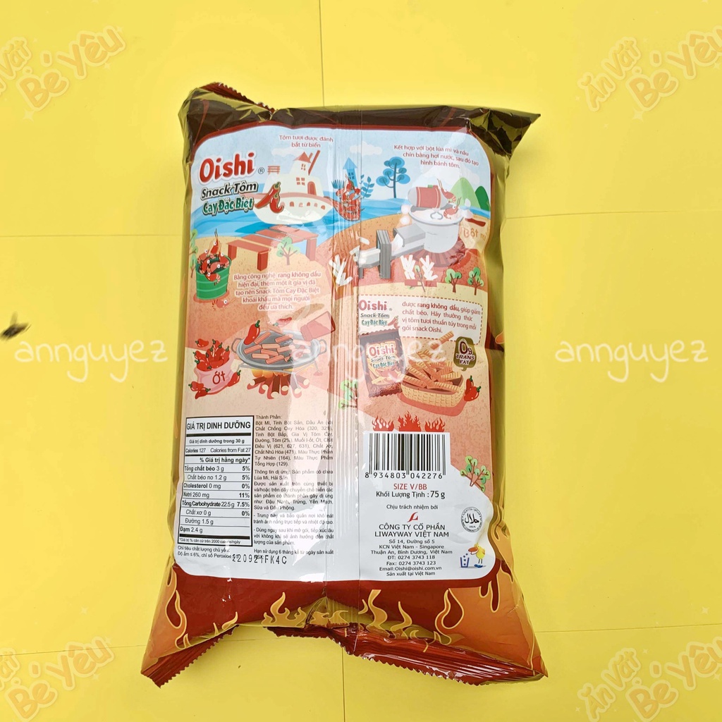 Bim bim Oishi snack tôm cay đặc biệt 75g siêu to khổng lồ