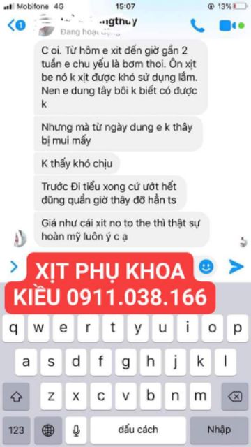 XỊT PHỤ KHOA KIỀU SIÊU CÔ ĐẶC HIỆU QUẢ NHANH GẤP 5 LẦN