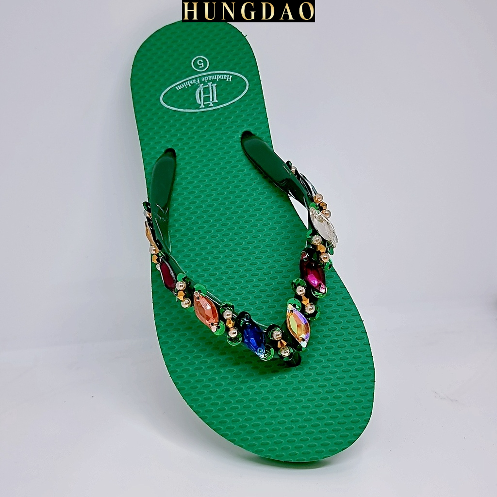 Dép sỏ ngón nữ HD đính đá và kim sa thời trang có đế chống trượt đi chơi đi biển đủ size nhiều màu