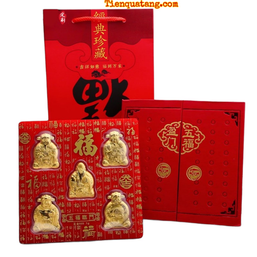 Bộ Ngũ Phúc - PHÚC LỘC THỌ TÀI HỶ Mạ Vàng