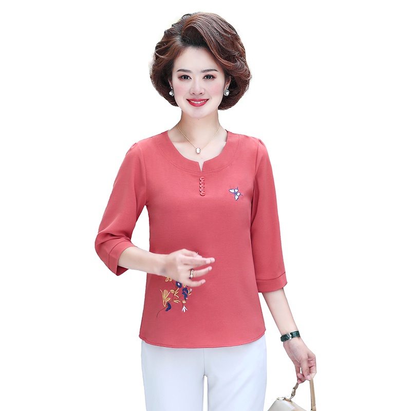 Áo Thun Ngắn Tay Thời Trang Mùa Hè Cho Phụ Nữ Trung Niên