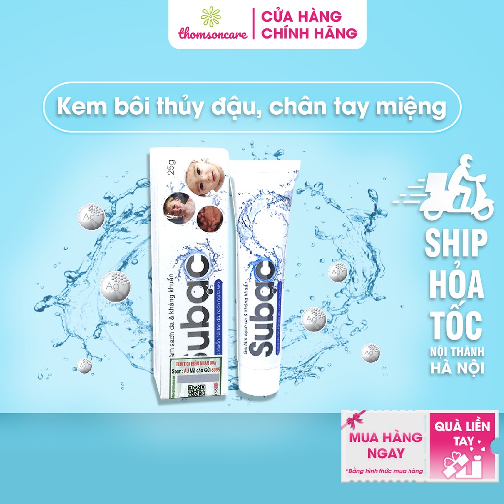 Gel Subac kem Su bạc nhanh liền sẹo, thủy đậu, zona côn trùng đốt, kiến ba khoang