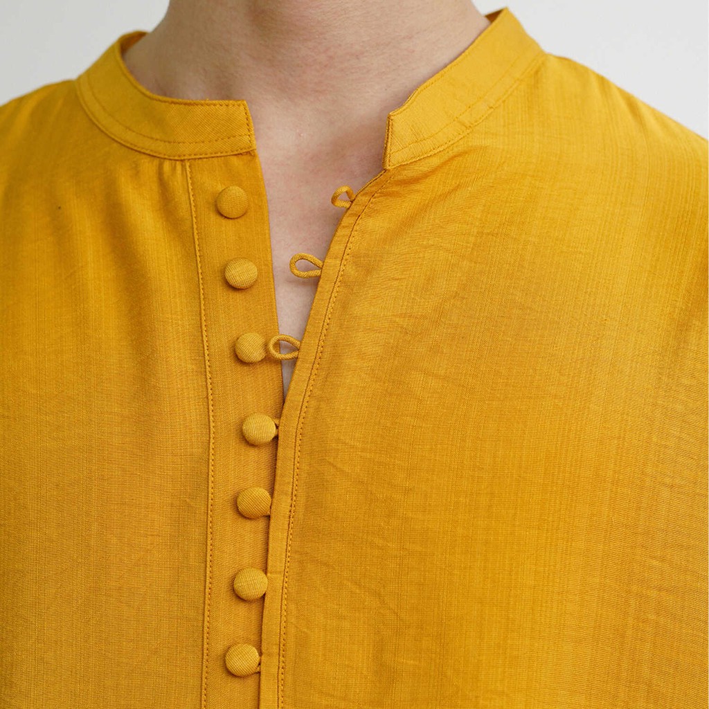 Áo sơ mi linen dài tay cổ tàu thêu hoạ tiết SS21 UNCLÉ Unfinish Logo Shirt | BigBuy360 - bigbuy360.vn
