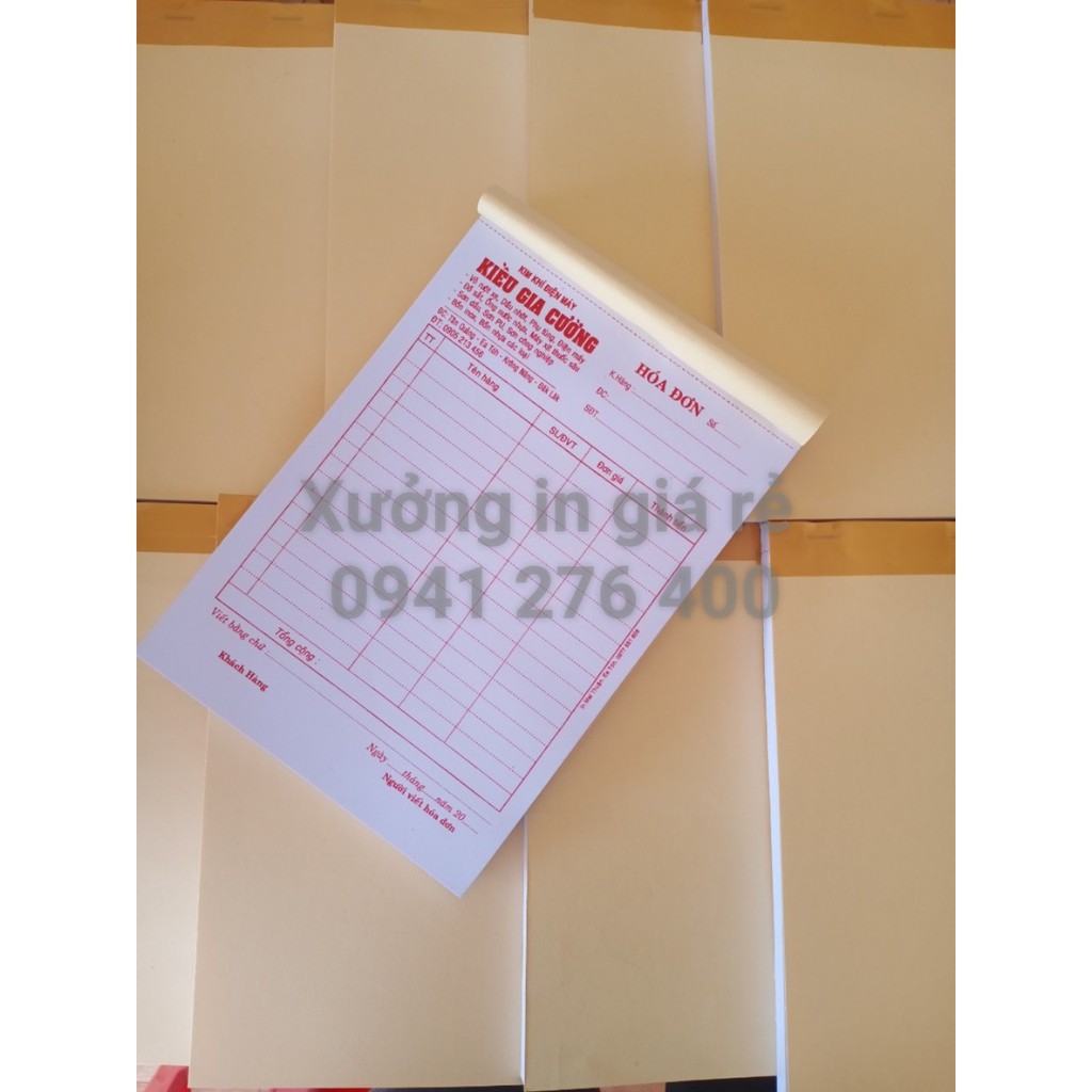 HÓA ĐƠN BÁN HÀNG - BIỂU MẪU - THIẾT KẾ MIỄN PHÍ-100 cuốn 2 liên