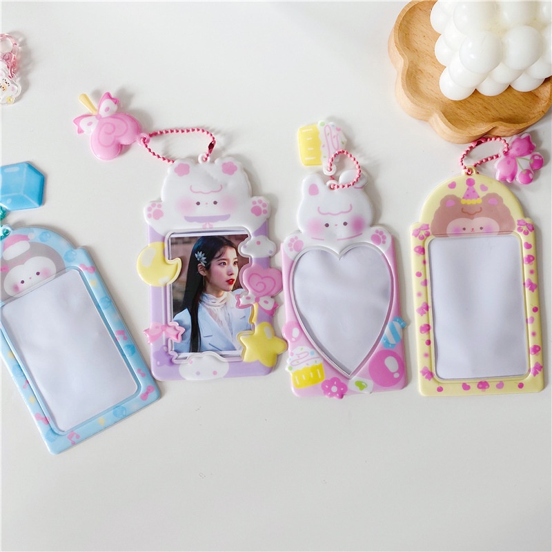 Móc Khóa Đựng Thẻ/Ảnh/Thẻ Hình Xe Buýt/Thẻ ID Phối Móc Khóa Kiểu Kpop Dễ Thương