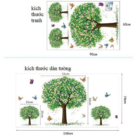 Tranh Decal dán tường Cây hoa táo cho bé - Giấy dán tường