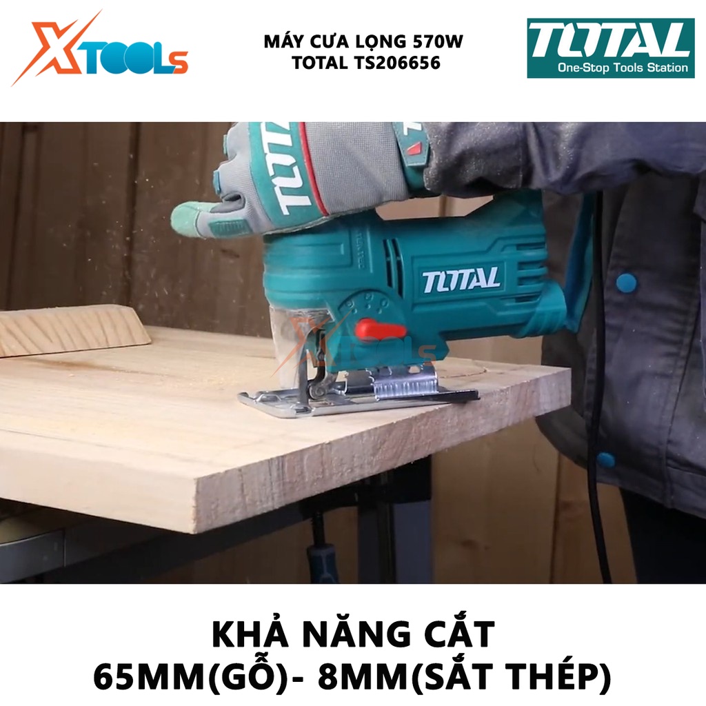 Máy cưa lọng TOTAL TS206656 | máy cắt lọng công suất 570W tốc độ không tải 800-3000 v/p 4 chức năng lắc/nhịp cưa gỗ, cưa