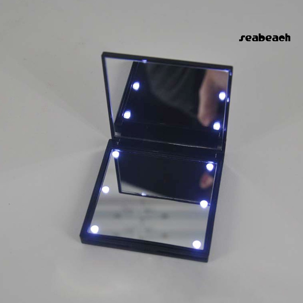 (hàng Mới Về) Gương Trang Điểm Mini Xoay 180 Độ Tích Hợp Đèn Led