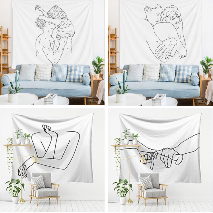 Vải treo tường trang trí phòng ngủ nhà cửa phong cách Bắc Âu size lớn 130*150cm