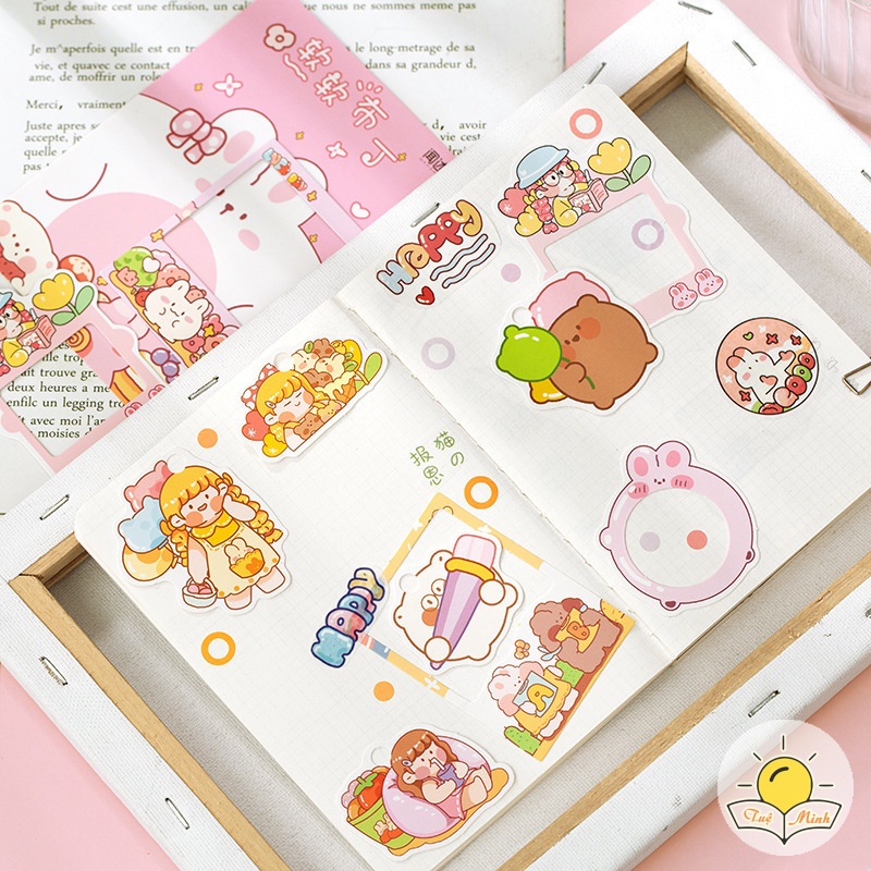 30 Sticker khung ảnh hoạt hình, khung viền cửa sổ dán trang trí sổ tay, nhật ký STI42