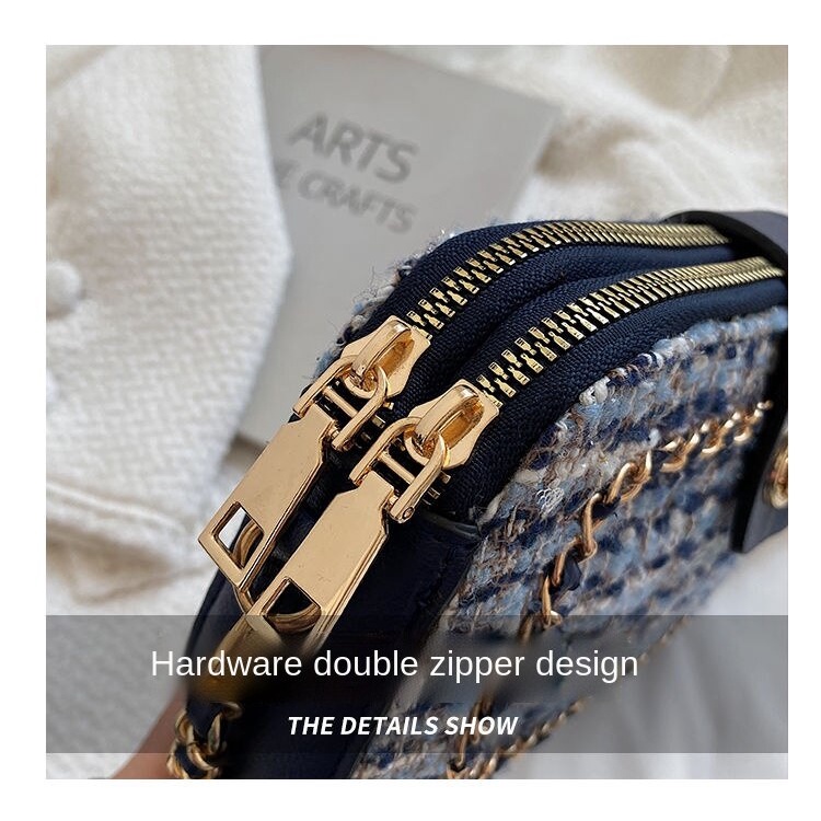 Túi Xách Đeo Vai Chất Liệu Vải Tweed Mềm Mại Phong Cách Cổ Điển Thời Trang Cho Nữ