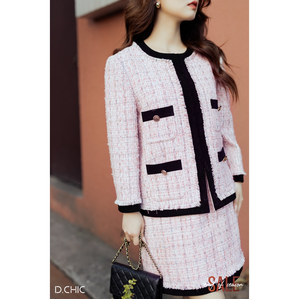 Áo khoác suông cổ tròn viền phối tay lỡ D.CHIC MS: 160533