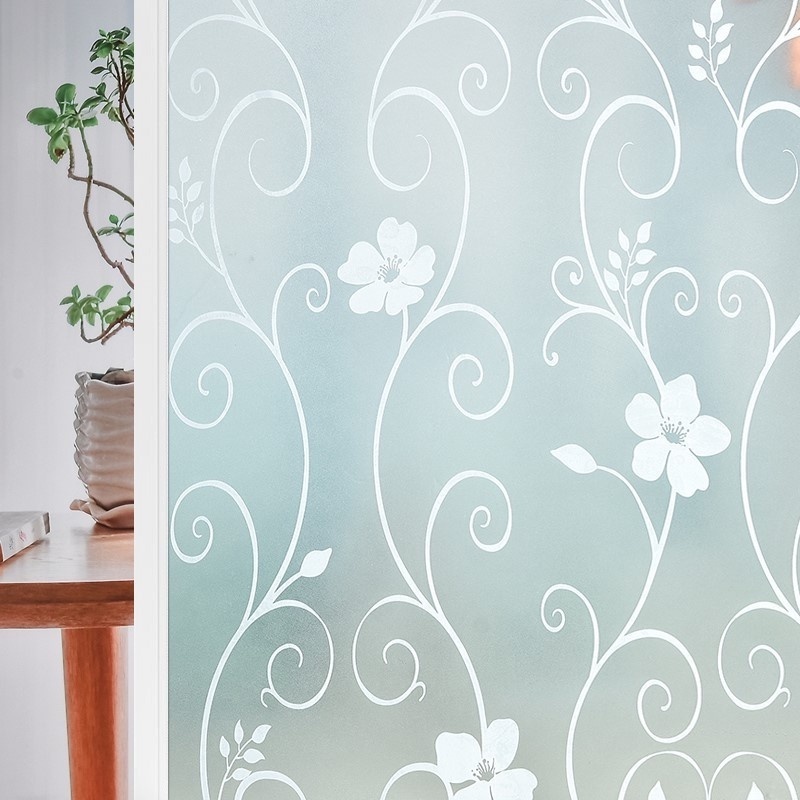 1 Cuộn Phim Dán Kính Cửa Sổ Bằng PVC Nhám Họa Tiết Hoa 3D Bảo Vệ Sự Riêng Tư