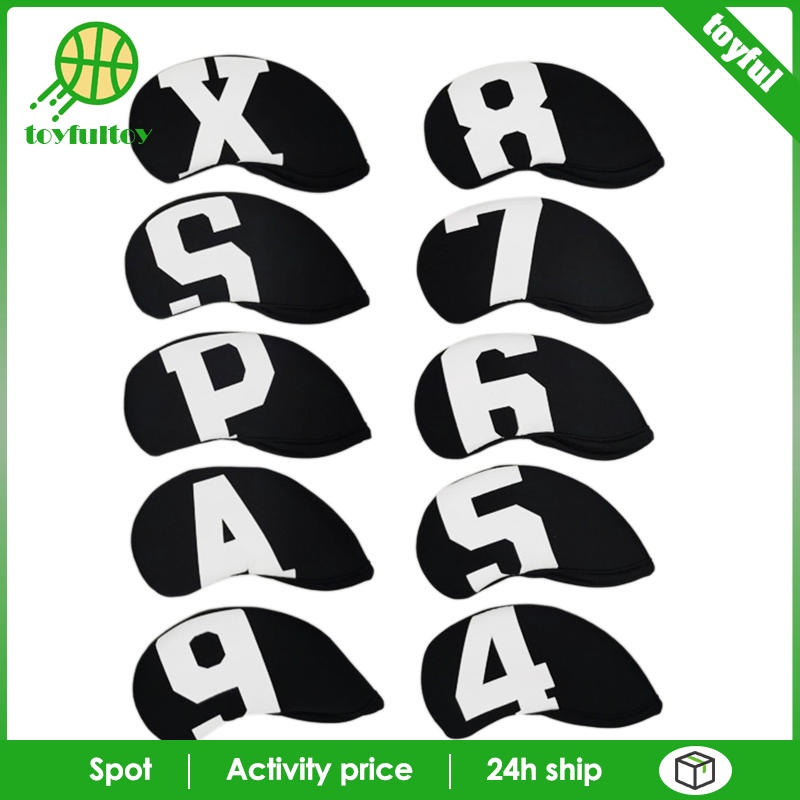 Set 10 Vỏ Bọc Đầu Gậy Đánh Golf 4,5,6,7,8,9,A,x Màu Trắng