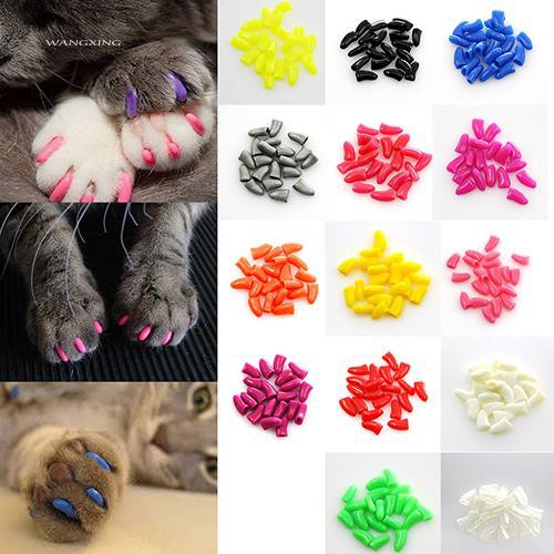 Set 20 phụ kiện silicone bọc móng mèo cưng nhiều màu xinh xắn