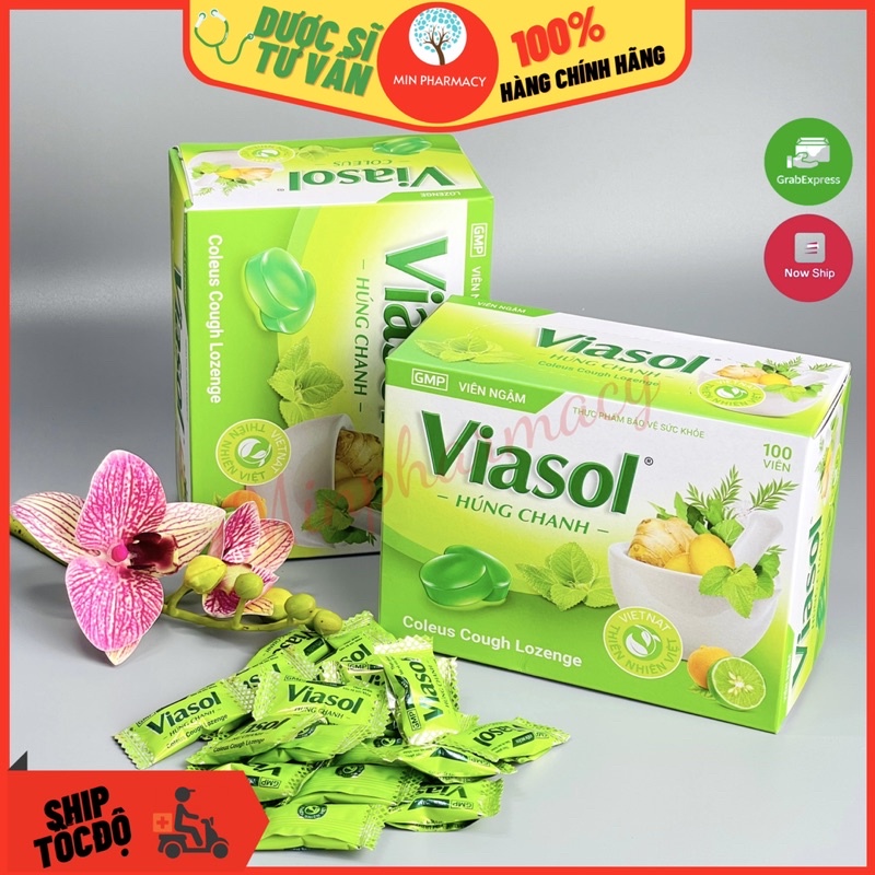 Kẹo Ngậm VIASOL HÚNG CHANH (hộp 100 viên) - Minpharmacy