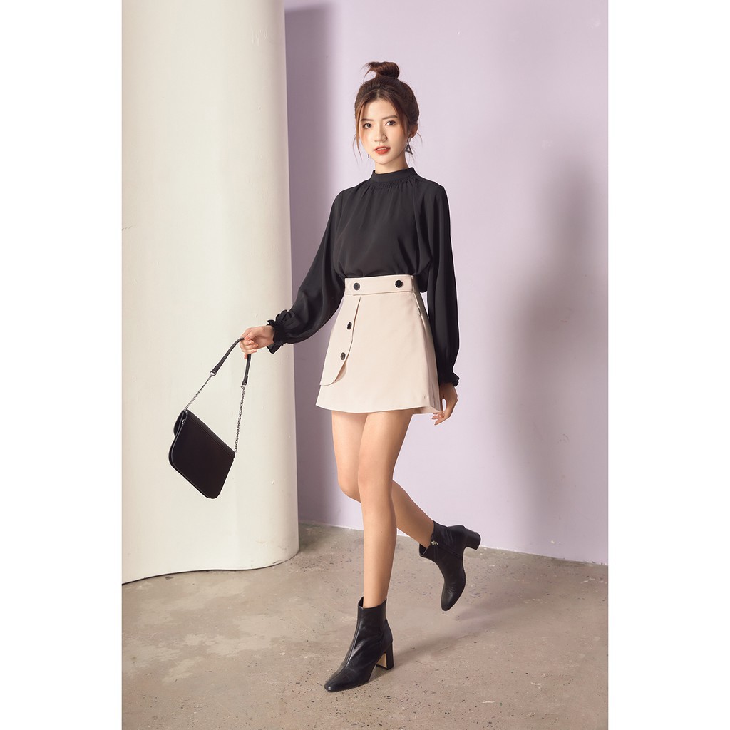 Chân váy dáng A vạt chồng hai lớp JAA0740 - 92wear | BigBuy360 - bigbuy360.vn
