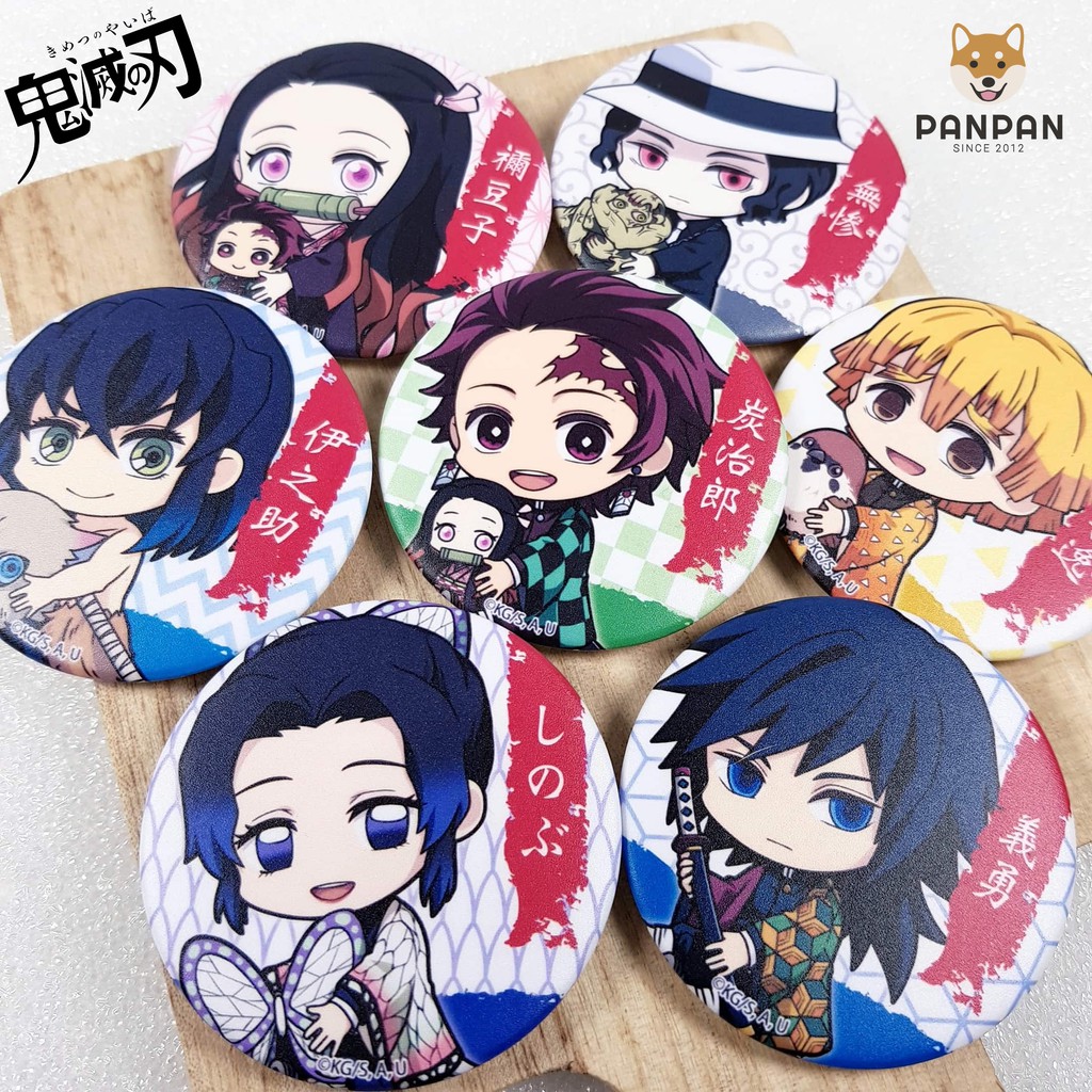 Set Huy Hiệu Kimetsu no Yaiba Phiên Bản Ngồi - Set 4 mẫu và 3 mẫu lẻ (6cm)