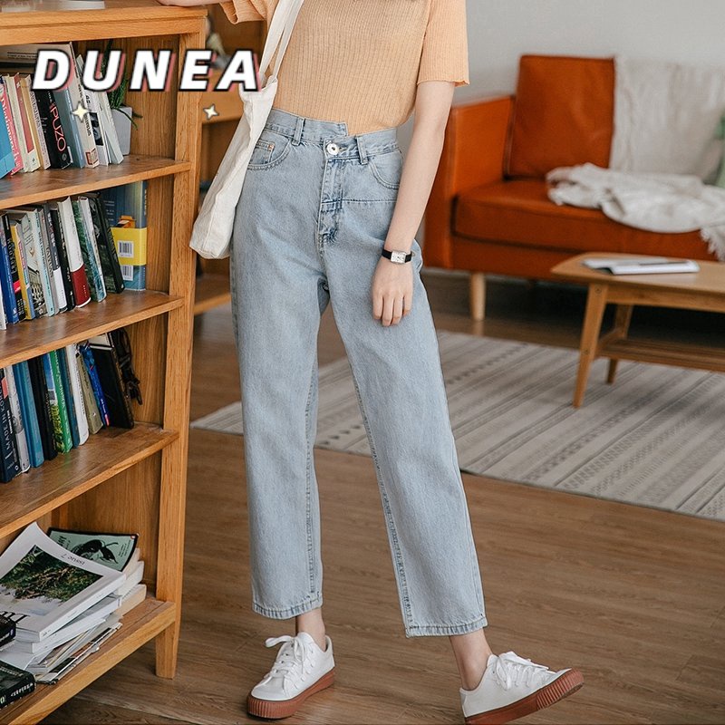 DUNEA Quần jean dài lưng cao thời trang dành cho nữ