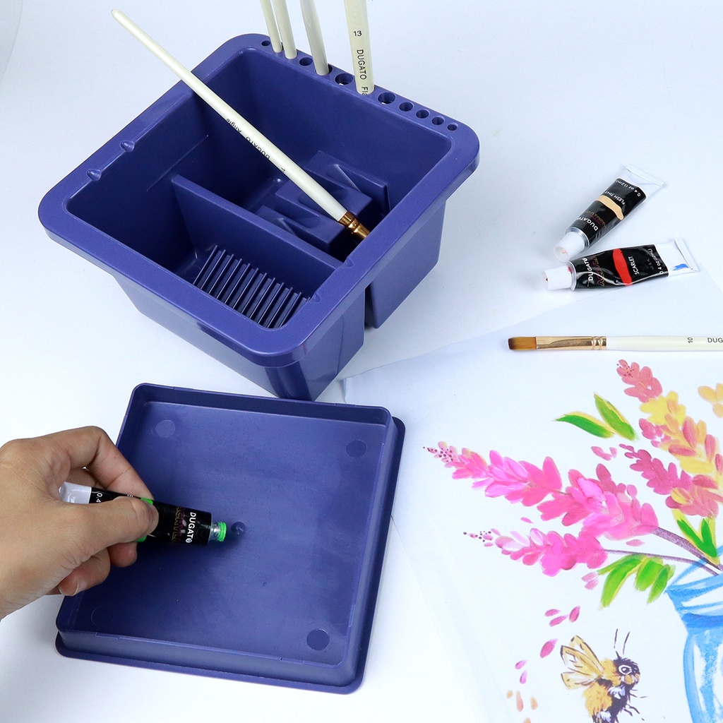 Xô rửa Cọ vẽ Mont Marte 2 Ngăn Nhựa vuông Đa năng