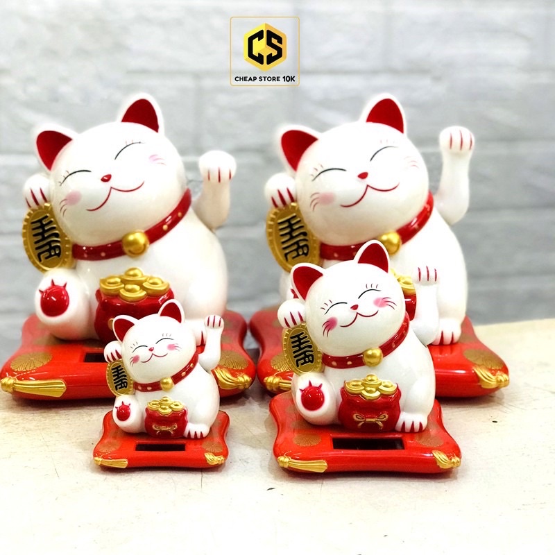 Đủ 3 size Mèo thần tài vẫy tay sử dụng năng lượng mặt trời