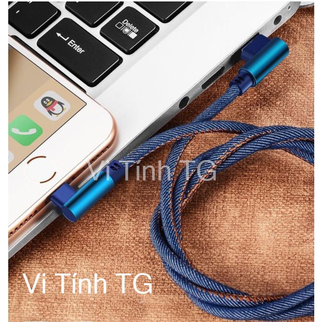 Dây Sạc Nhanh Micro USB, Type-C, Lightning bọc vải jean siêu bền, sang trọng Dây sạc đầu chữ L